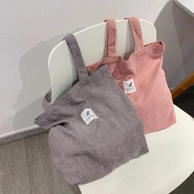 Spot Corduroy Hundred Tower Student Shoulder Bag Japanese and Korean Leisure Canvas Shopping Portable Women's Bags