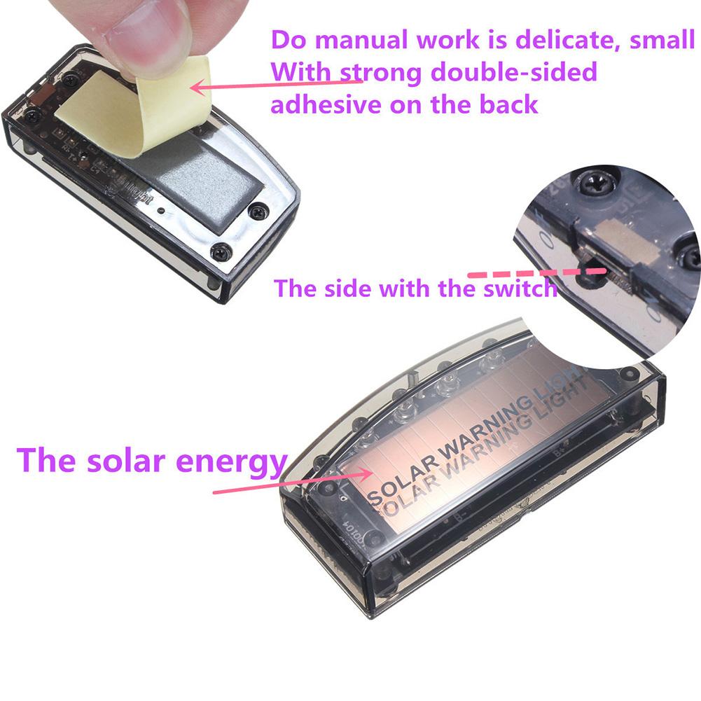 1PC 6 Led Car Alarm Warning Light Solar Powered Car Anti-theft Warning Lights Simulated Dummy Led Car