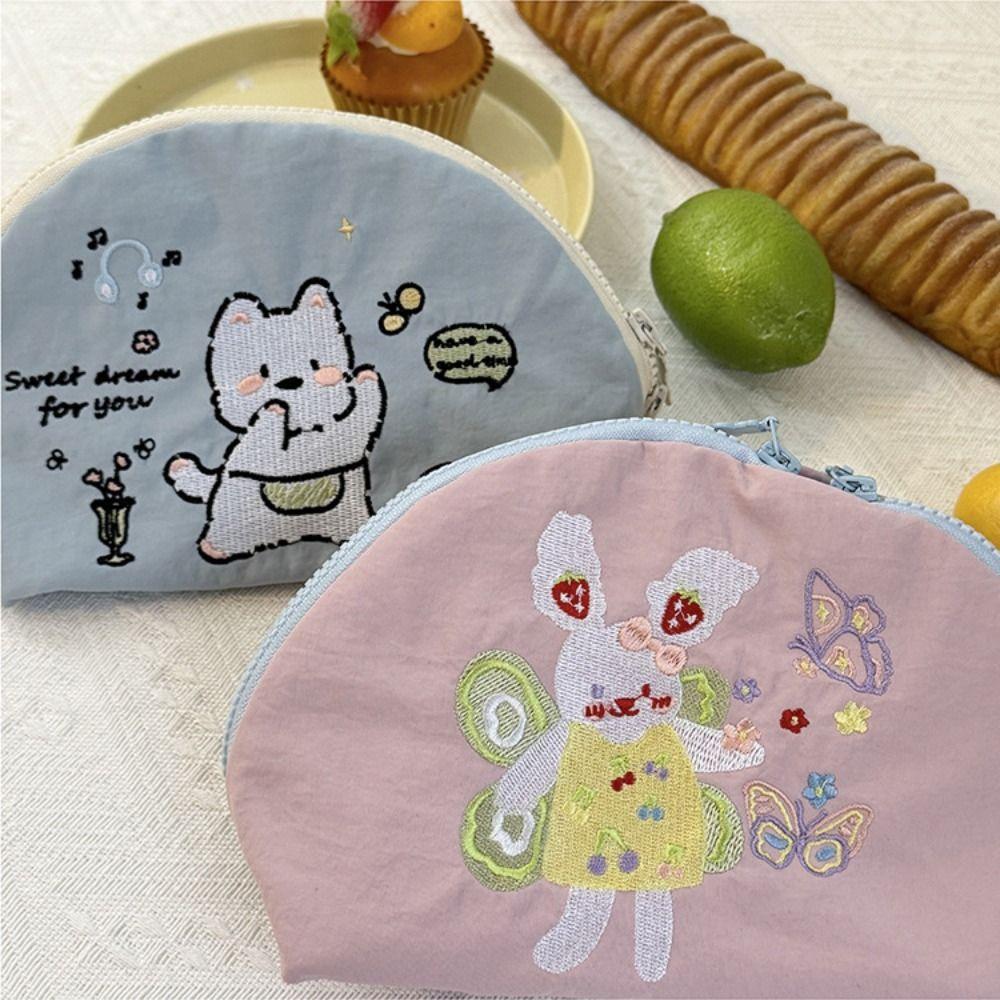 Portable Embroidery Cosmetic Bag Cloth Skincare Storage Bag Makeup Pocket Nylon Makeup Bag  Girls