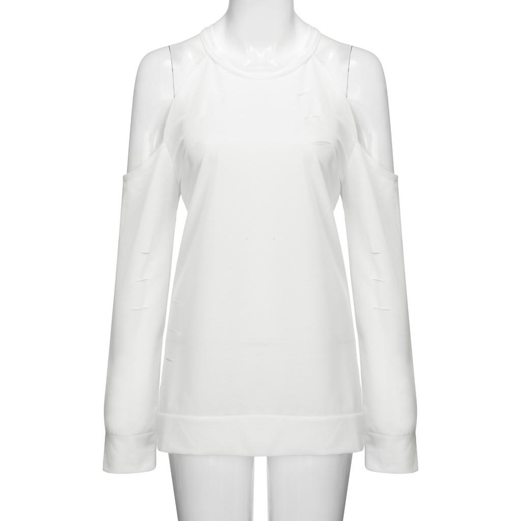 Women Long Sleeve Off Shoulder Color Casual Shirt Easy Blouse Tops