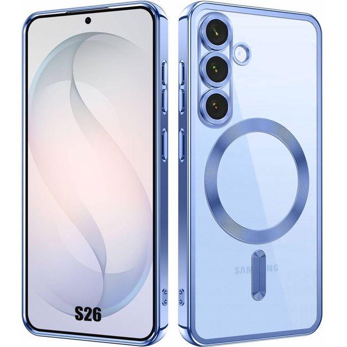 Coque Magnétique - BOOLING - pour Samsung Galaxy S26 - Protection Transparente Contour Chromé Bleu