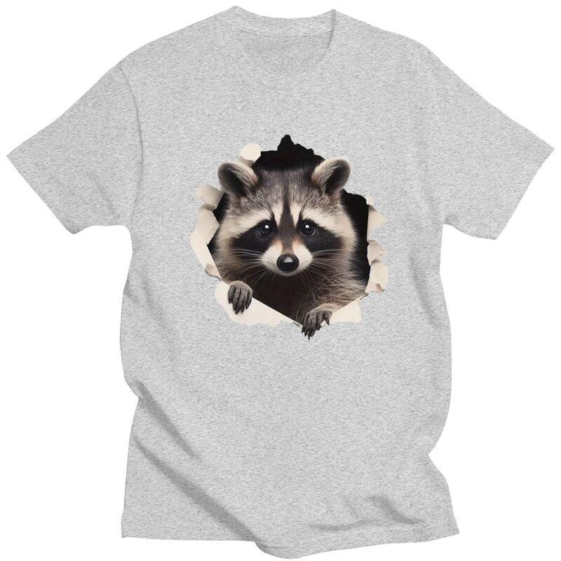Custom Funny Raccoon T Shirts Men Pure Cotton Tees Tshirt Tshirt