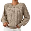 Women’s Long-sleeved, Round-neck, Cable-knit, Plain-coloured, Versatile Autumn/winter Jumper
