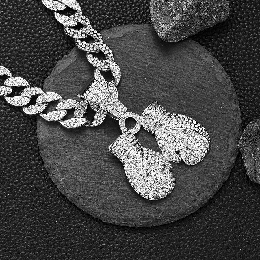 Hot Selling Personality Niche Street Hip-hop Rap Boxing Set Pendant Cuban Chain Retro Boxing Glove Necklace