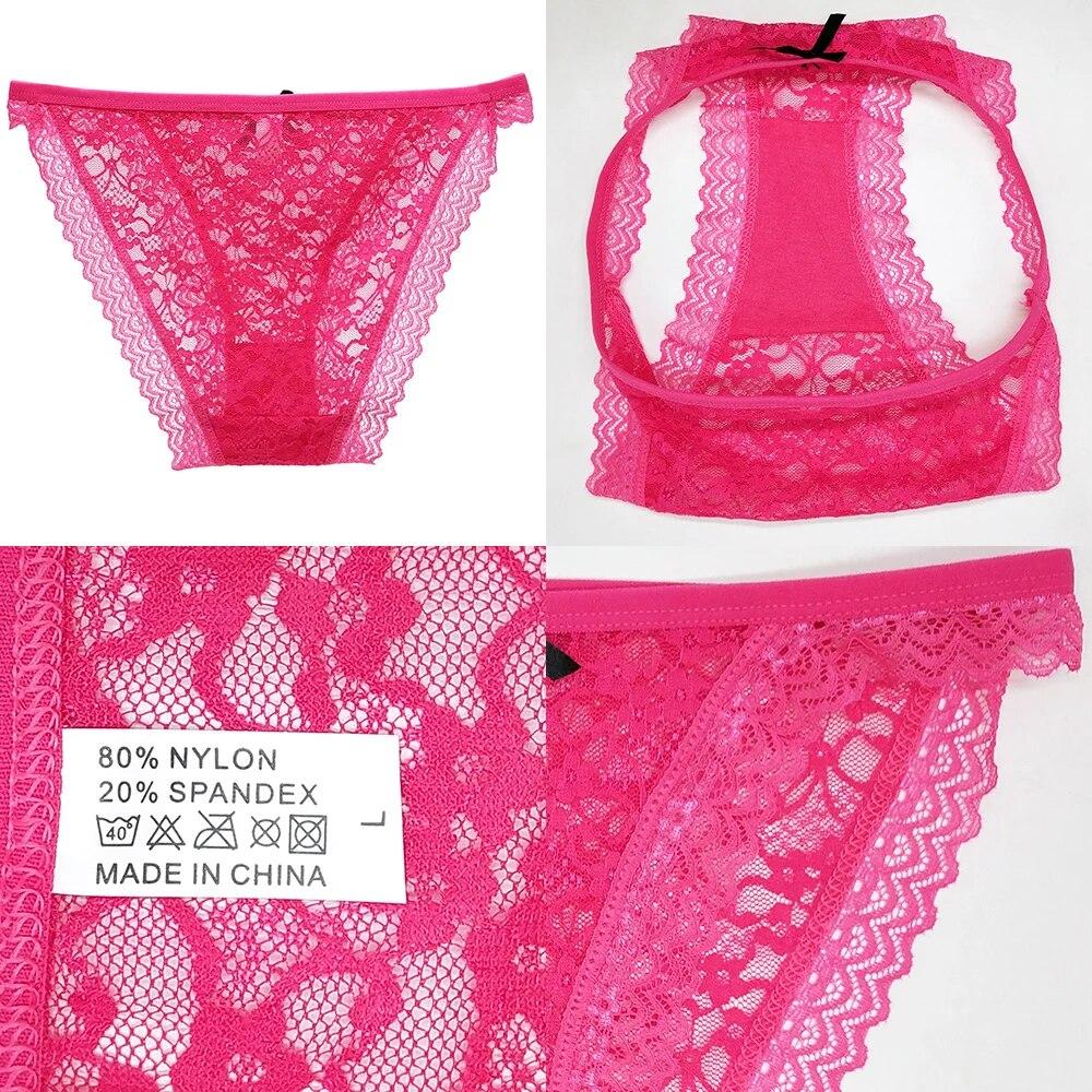 Braguitas Sexy Encaje Completo Ropa Interior para Mujer Diario Tiro Bajo Braguitas Transpirables Transparentes para Señora 6 Unidades/lote