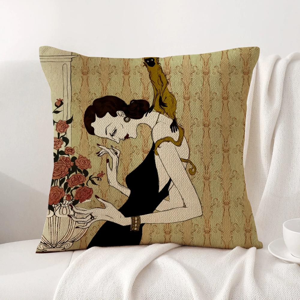 Strange Stories Cushion Cover Natural Linen Organic Fabric DoubleSided Printing Sofa Home Decor Breathable Bed Pillow
