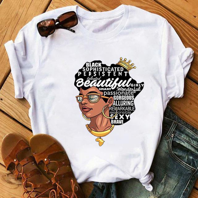 2025 Afrikanisches Mädchen Print Damen Sommer T-Shirt, Kurzarm Oberteil