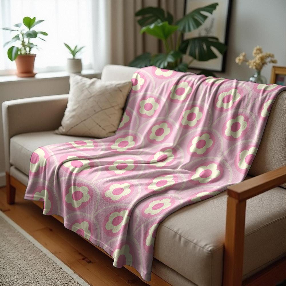 Pink Purple Plumeria Anime Cartoon Flannel Blanket Soft Warm Throw for Bedroom Sofa Car Kids Holiday Gift