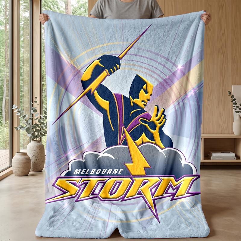 Melbourne Storm Flannel Fleece Blanket Cozy Warm Throw Blanket For Couch Bed Travel All Season Use