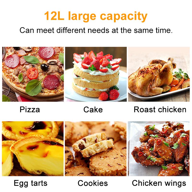 12L 220V Mini Oven Household Multifunctional Electric Oven Intelligent Timing Kitchen Baking Toaster Grilled Chicken Wings 900W