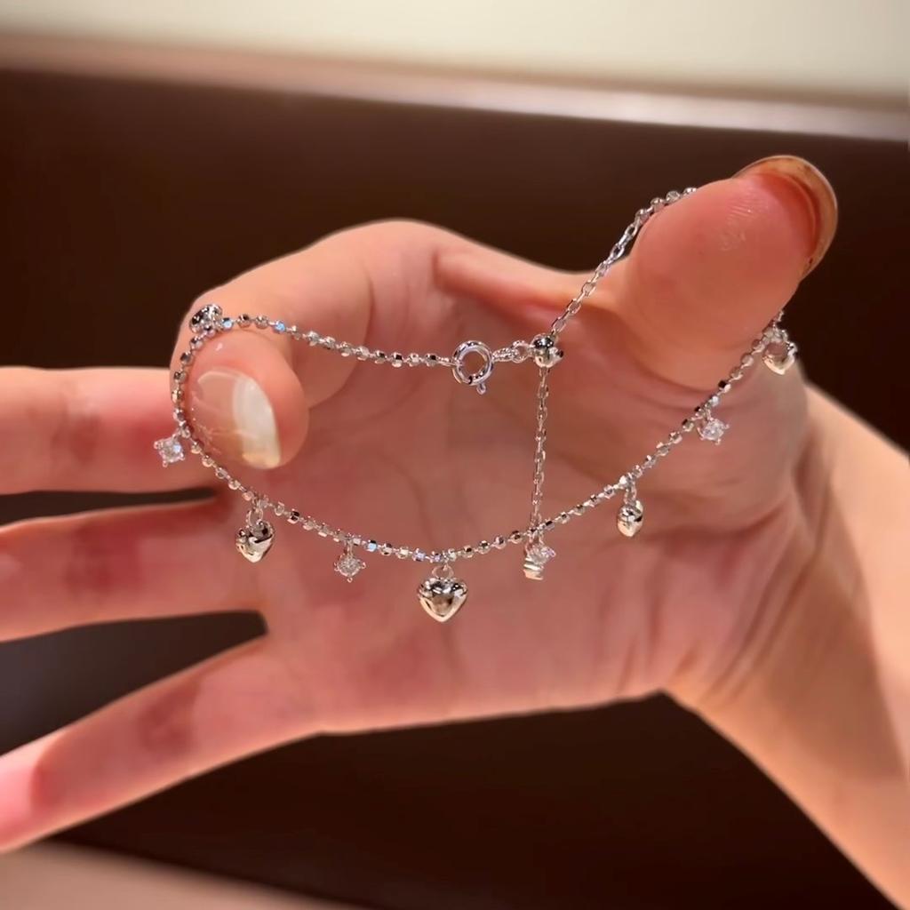 Light Luxury High-End Love Zircon Fringed Bracelet Women'S Niche Unique Personality Fashion Temperament Versatile Bracelet Jewelry