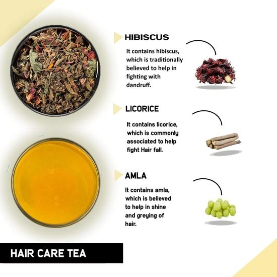 TEACURRY Hair Care Tea (1 Month Pack, 100 Grams Loose) - Helps with Hair Growth, Shine, Repair & Strength - Hair Tea - Healthy Hair Tea