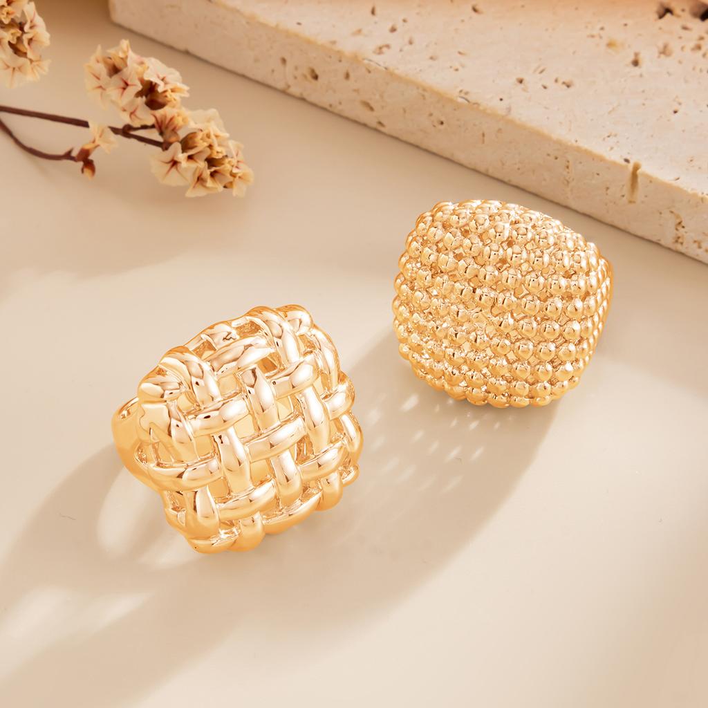 2Pcs/Set Trendy Geometric Adjustable Open Rings for Women Exaggerated Vintage Irregular Square Chunky Knuckle Ring Wedding Jewelry