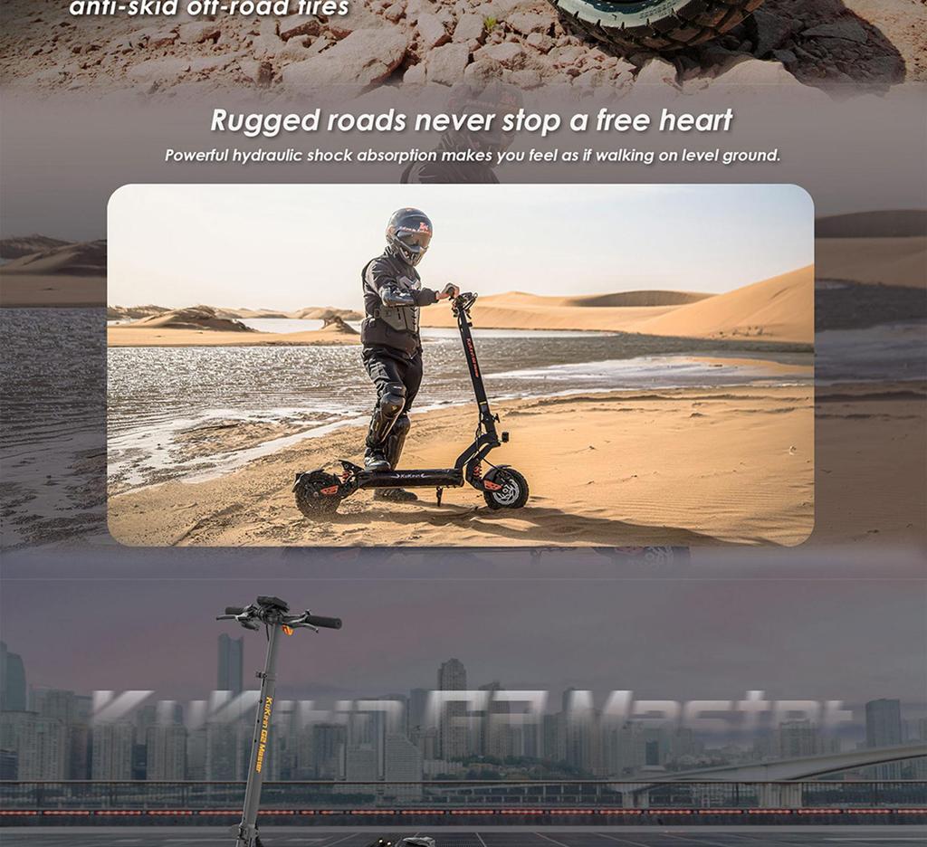 Electric Scooter Adult Kukirin G2 Master 1200Wx2 Dual Motor Electric Scooter Foldable Top Speed 60Km/h 52V 20.8AH Range 70Km Load 120Kg