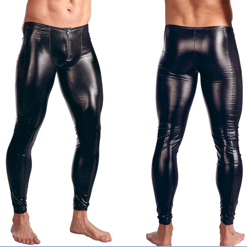 Men's Erotic Patent Leather Tight Pants Outfit