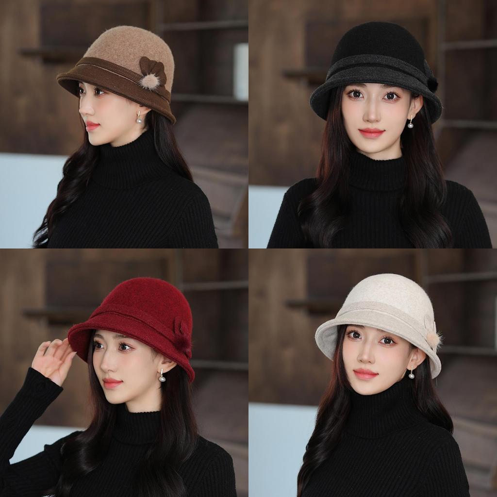 Wool Fedora Hat For Women Autumn Winter Warm Stylish Elegant British Vintage Casual