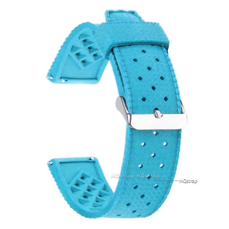 

20mm 22mm Classic Tropical Style Rubber Watch Strap Silicone Watch Band for Seiko for Oris Replacement Watch Bracelet Belt Bands 22mm&gold buckle світло-синій колір