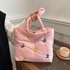Soft Quilted Women's Purse Tote Underarm Bag Large Capacity Commuter Ladies Handbags Butterfly Embroidery Female Shoulder Bag