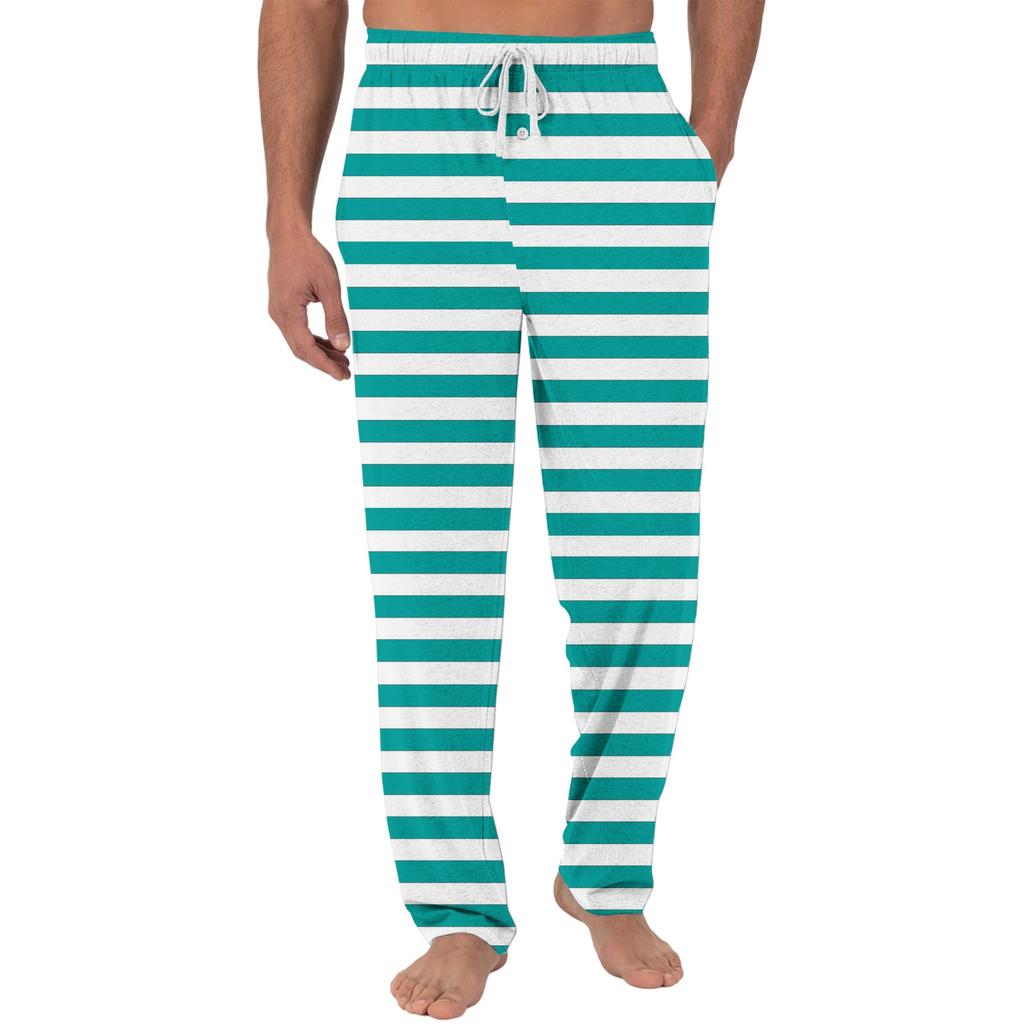 Herren Freizeit Pyjamahose mit Taschen | Einfarbig Gestreift Kariert Bedruckt Lockerer Schnitt Elastischer Bund für Zuhause