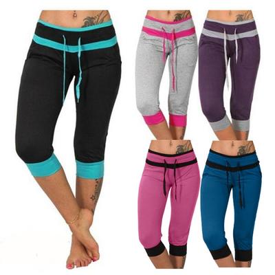 Damen Sommer Hohe Taille Temperament Pendler Cropped Hose Farblich passend Enganliegend Lässige Hose