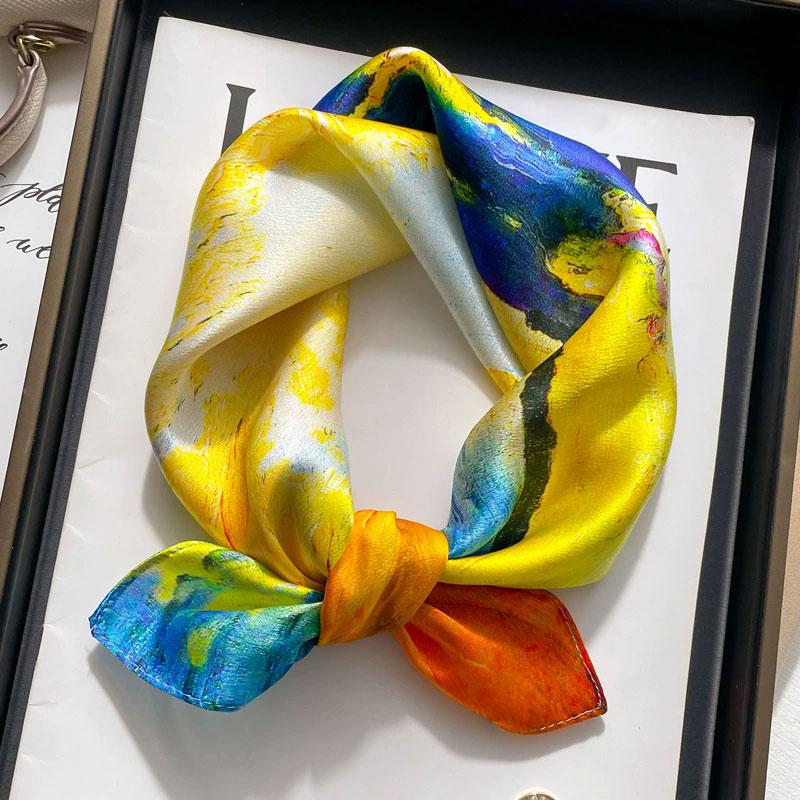 New 100% Natural Real Silk Scarf Women Bandana Square Scarves Wrap Kerchief Mulberry Fashion Luxury High Quality Hijab For Lady