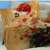 Retro Crane Pattern at Sunset Flannel printed blanket suitable for all seasons suitable for living room office sofa and travel