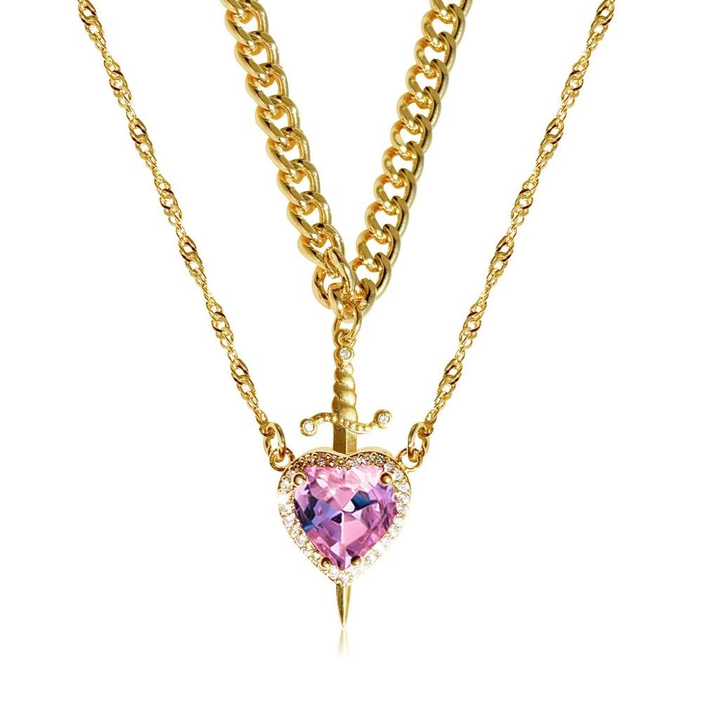 Creative One Arrow Heart Piercing Couple Pendant Set Love Necklace Pendant Necklace For Women Romantic Jewelry Gifts