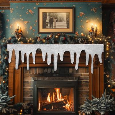 Manta de nieve artificial para Navidad, manta de nieve artificial para chimenea, rollo de manta de nieve artificial esponjosa para decoración de chimenea de pueblo de invierno