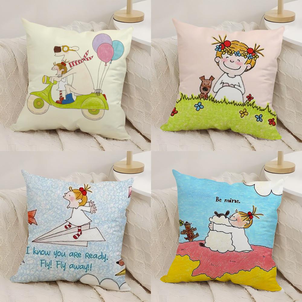 C-Coco and Wondrous Gang Cushion Cover Silky Short Plush Double-Sided Printed Pillow Case for Sofa All Seasons Home Decor Gift