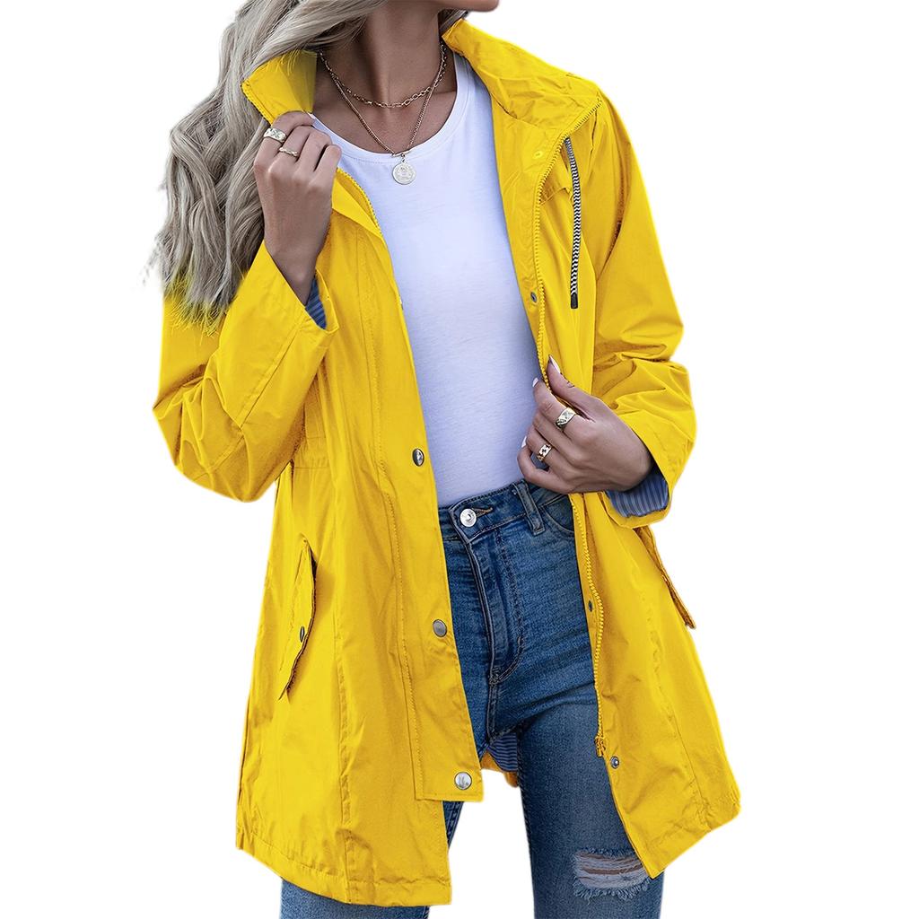 Women's Solid Color Long Sleeved Hooded Outdoor Suit Windproof And Waterproof Thin Jacket