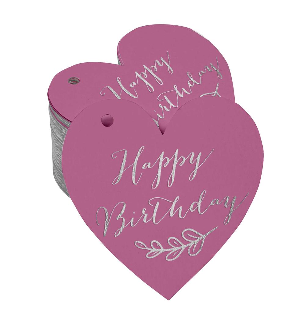 Inkdotpot Happy Birthday Bottle Tag Real Silver Foil Favor Hang Tag 100 Pack