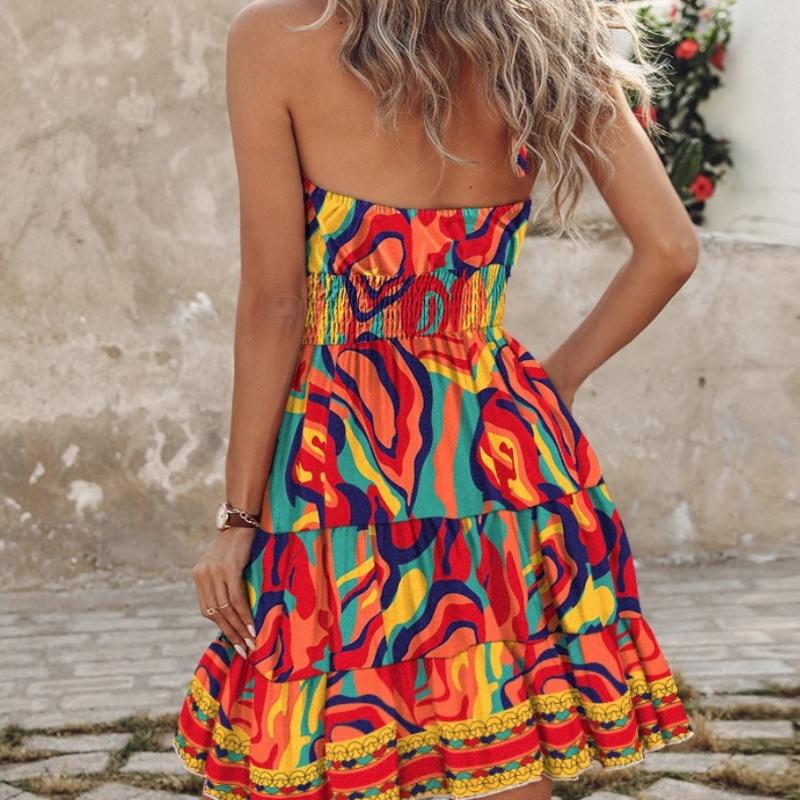 BITCED Women's Summer Fashion Sleeveless Sexy Strapless Neck Women's Dresses