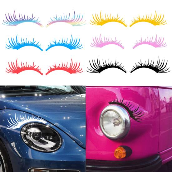 2Pcs Car Eyelashes Stickers Funny Car Headlight Sticker Waterproof Fake Eyelash Decals Tailgate Fridge Wall Window Vehicle Decoration Gifts for Men