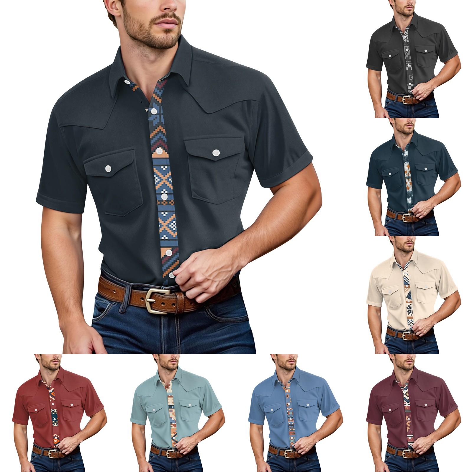 

Men S Fashionable Lapel And Shoulder Length Short Sleeved Casual Top XL винний