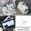 Cream Blue Large Capacity Multifunctional Pencil Case and Makeup Bag with Puppy Design