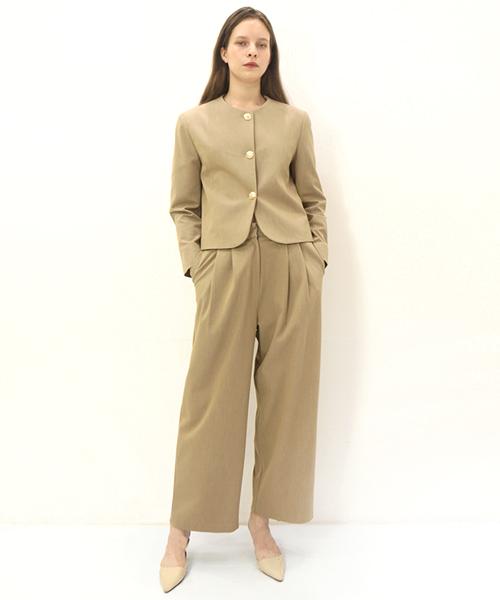Demi Gnimonic 2 Pin Tuck Beige Pants_2 Pin Tuck Beige Pt