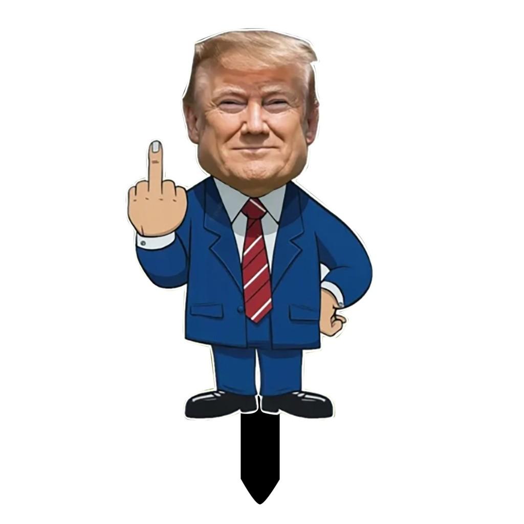 

Уникальный деревянный садовый знак с Трампом, показывающим средний палец, причудливые идеи для наружного декора