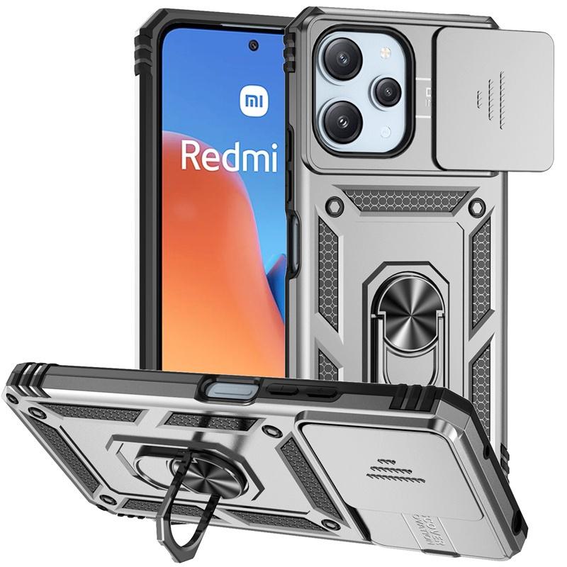 Capa For Xiaomi Redmi 12 4G Case Armor Slide Camera Lens Protect Back Cover for Redmy 12 Redmi12 4G Ring Stand Shockproof Funda
