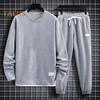 2Pcs/Set Fake Two Pieces Sport Suit Round Crew Long Sleeve Pullover Tops Elastic Waist Long Trousers Set Daily Wear
