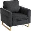 Accent Chair with Pocket Spring, Modern Industrial Armchair with Metal Legs for Livingroom Dark Grey