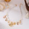 Acrylic Conch Shell Starfish Pendant Necklace For Women Men Baroque Imitation Pearl Crystal Spliced Beaded Choker Summer Zircon
