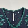 Haat HA31FT622 Navy X Green Short Sleeve Embroidered Dress Dress 3 Navy X greenUsed