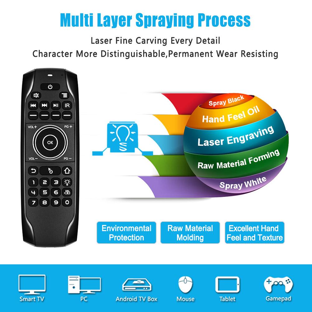 G7BTS Bluetooth Remote Control Backlight Wireless Keyboard Remote Control Bluetooth Air Mouse USB Charging for Android TV Box