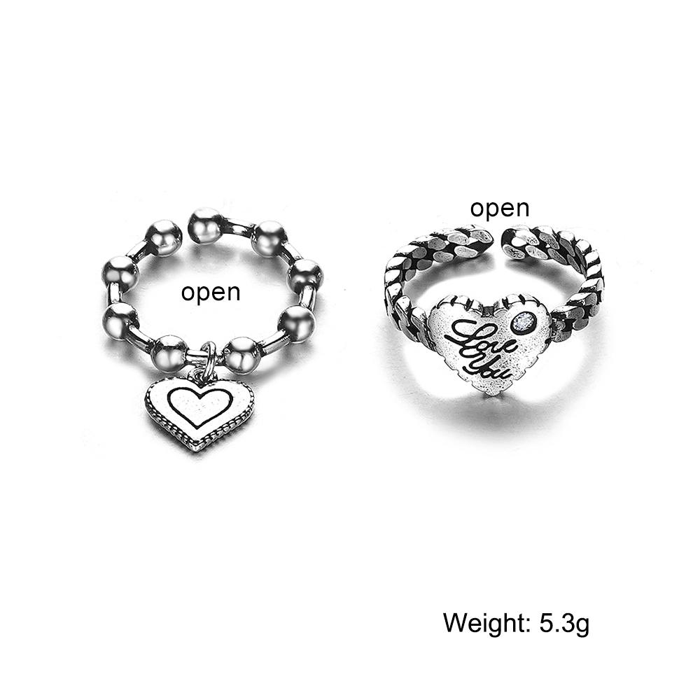 2 bucăți de inel iubitori Love Lovely deschidere temperament reglabil inel pentru femei sculptate la modă