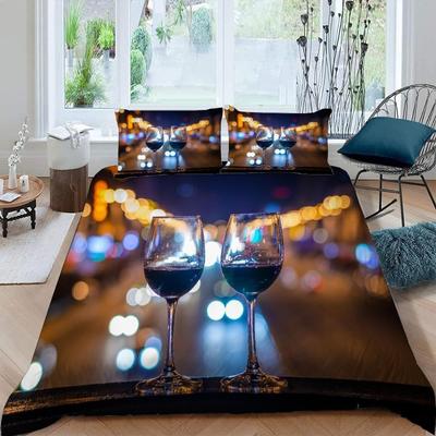 Capas de Edredão Copo de Vinho para Adultos Queen Leves Capas de Edredão de Penas Estilo Romântico Cobertura de Colcha Decoração de Quarto Sem Edredão