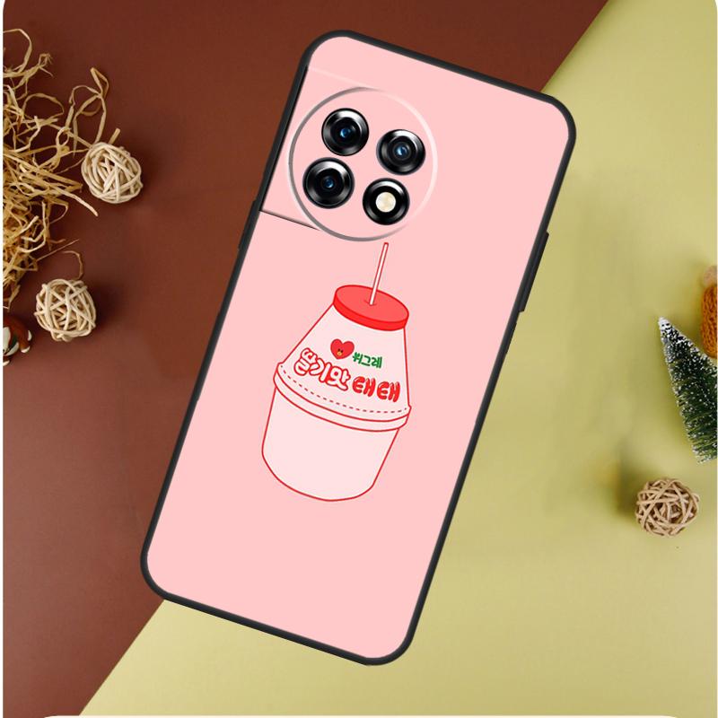 Kawaii Strawberry Milk For OnePlus 13 12 11 12R 13R 9 10 Pro 8T 9RT 10T 10R Nord 4 CE 2 3 Lite N20 N30 Phone Case