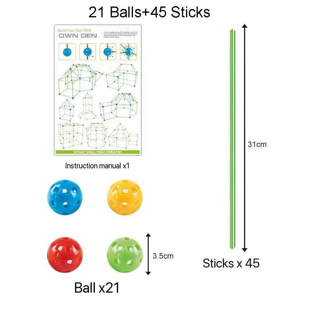 Children Creativity Fort Construction Bricks Indoor Tent Brick Set DO IT YOURSELF Learning Construction Castle Assembled Playthings Ball Games Toy