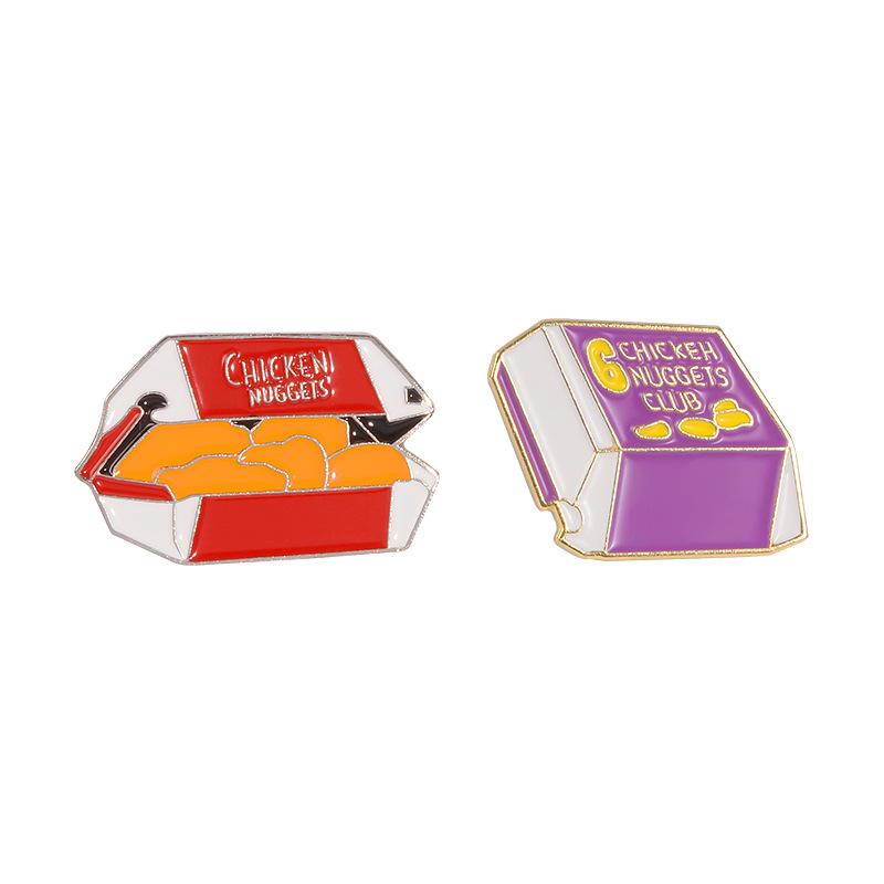 Cartoon Fried Chicken With French Fries Character Movie Pins Enamel Clothing Accessories Backpack Alloy Brooch Badge Enamel Lape