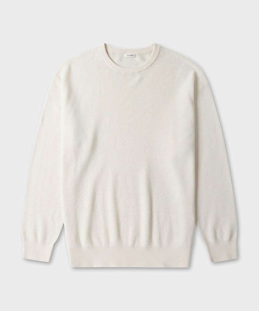 TAILDERN Leon Round Cotton Wool Sweater Ivory