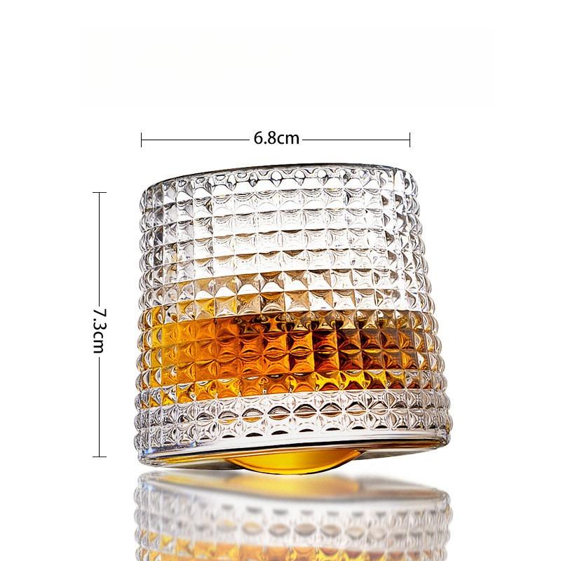 Thickened Crystal Whiskey Tumbler Rotating Non-Tip Scotch Bourbon Cocktail Glass Barware Home Use Rocks Cup for Cold Drinks